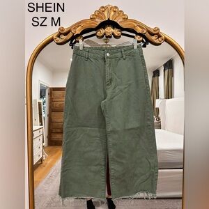 Green High-Waisted Pants Wide Leg M